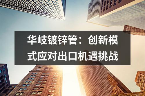 華岐鍍鋅管：創新模式應對出口機遇挑戰